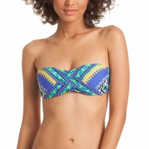 Trina Turk Shangri La Bikini Bandeau Top Sz. 10 Blue Green Purple